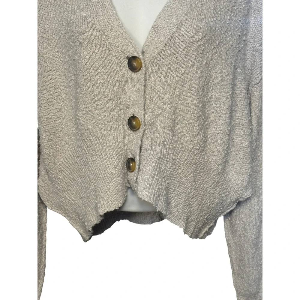 Free People Found My Friend Cardigan Sweater Knit Boho Cropped‎ Gray XS